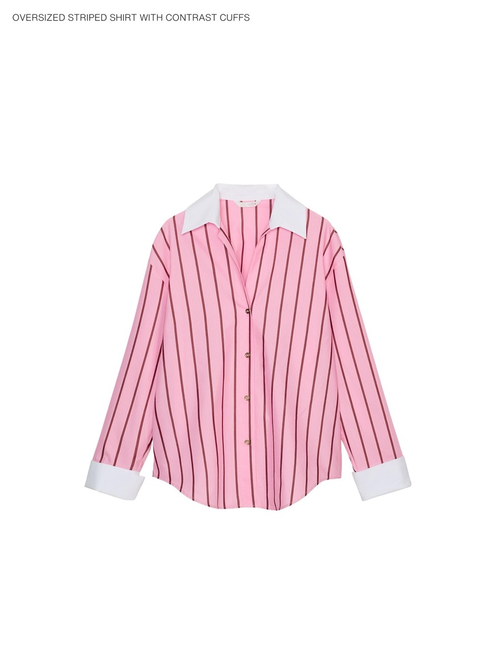 Oversized striped shirt with white cuffs
